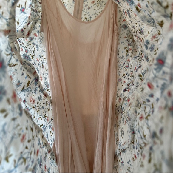 Rebecca Taylor silk floral ruffled mini dress, sheer with slip dress - Picture 4 of 8